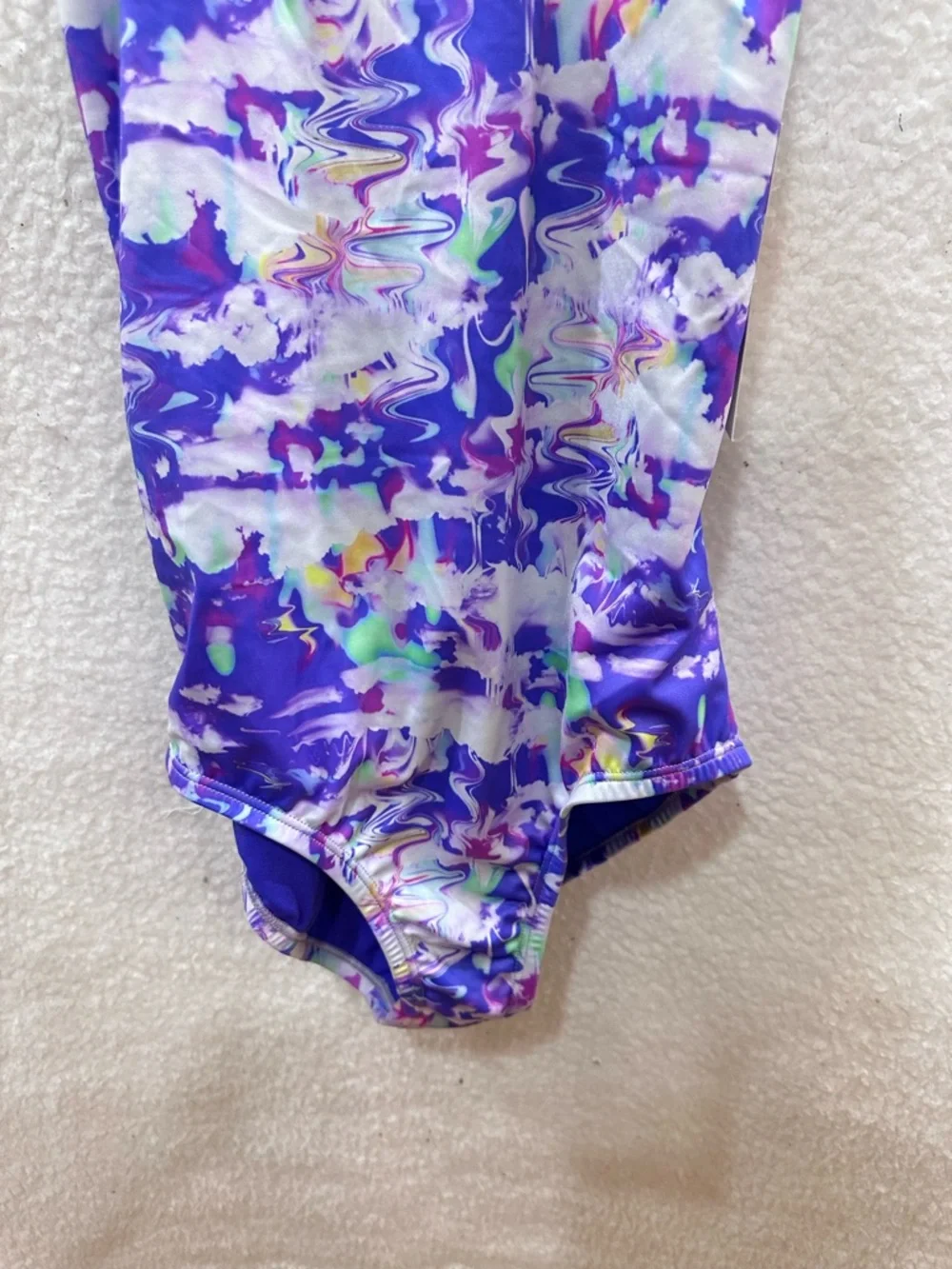 Nike Girls Purple & White Marble One-Piece Swim Suit